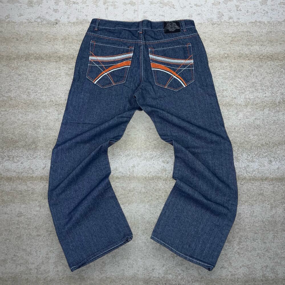 Vintage Y2K Chams Skater Jeans 38x32 Baggy Wide Leg Dark Wash Denim Rap Style